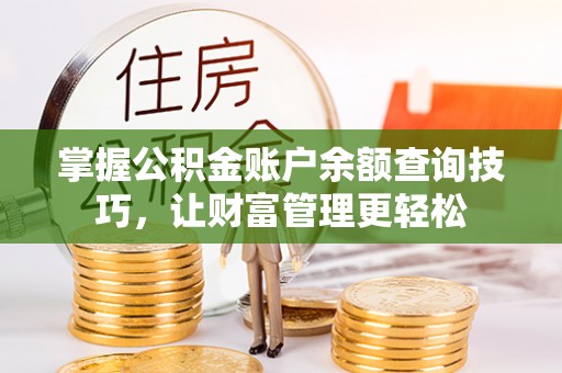 忠县掌握公积金账户余额查询技巧，让财富管理更轻松